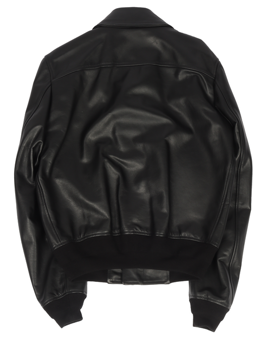 Leather Zip-Up Bomber Jacket