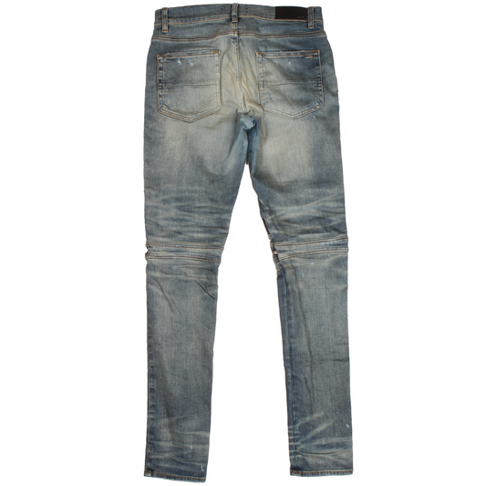 Zip Accented Moto Denim