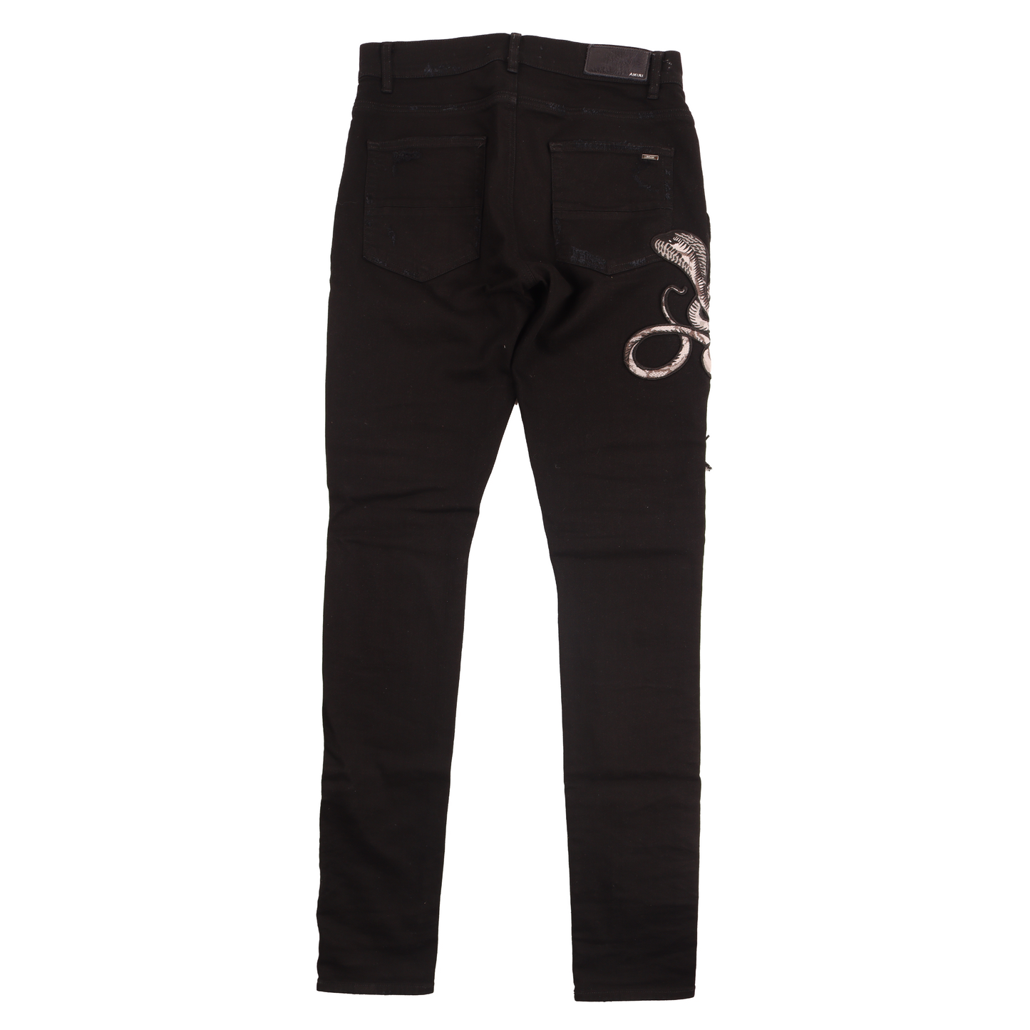 Python Embroidered Distressed Denim