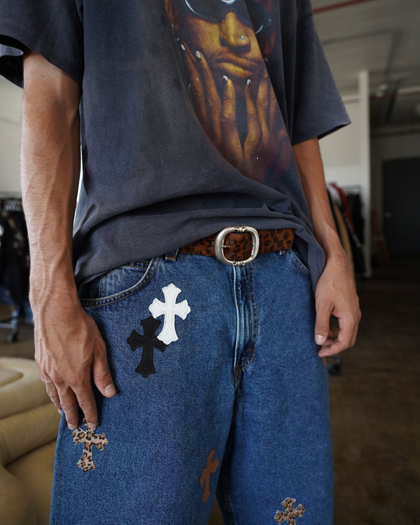 Jaguar Fur & Leather Belt