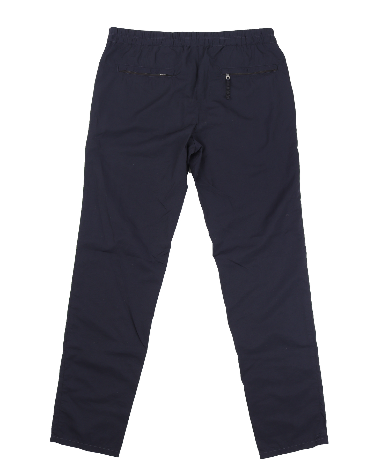 Dark Blue Straight Leg Nylon Trousers