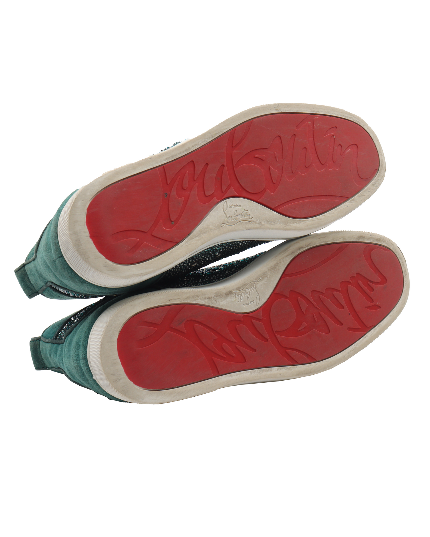 Louis Rhinestone Green Flat Suede