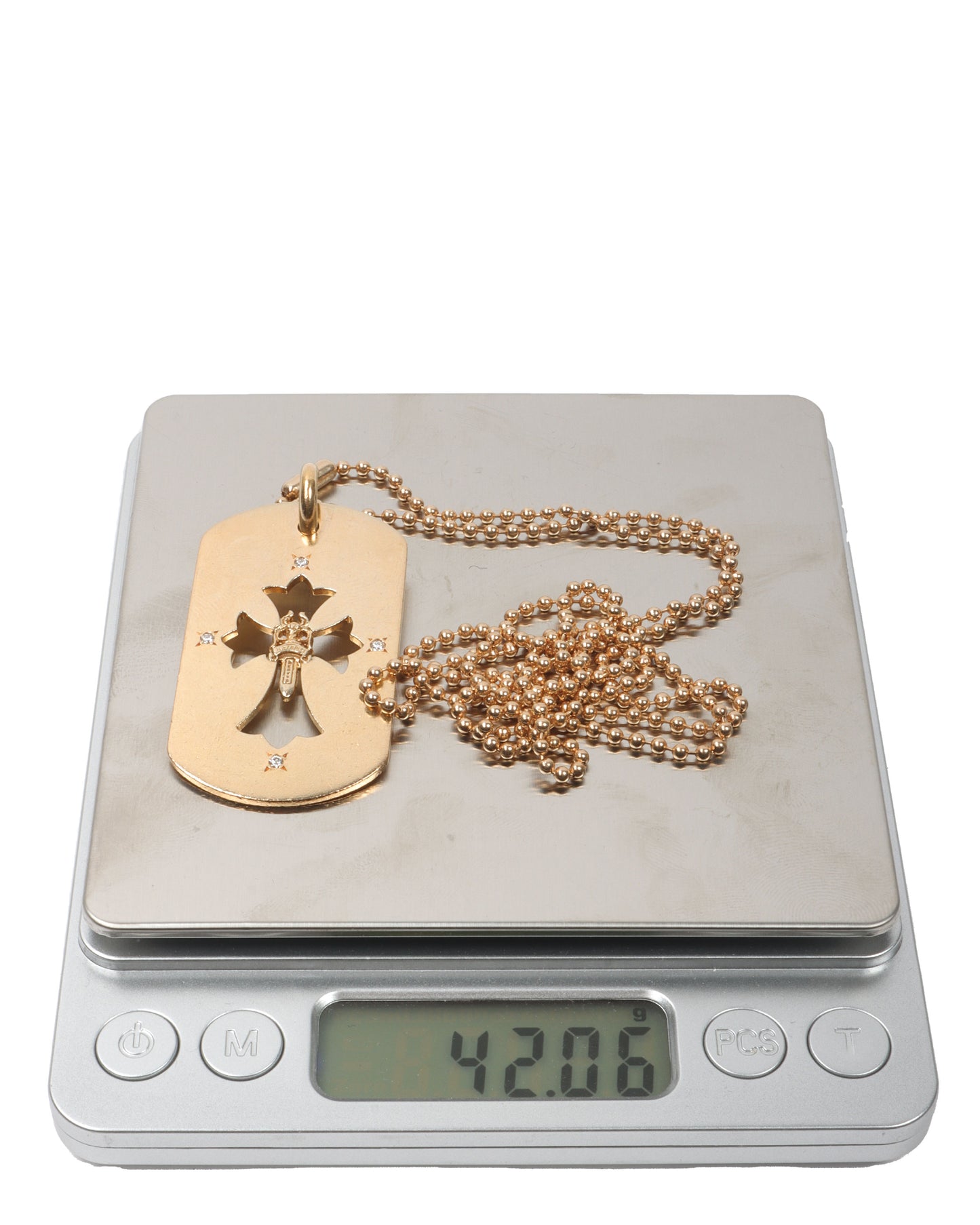 Gold & Diamond Dog Tag with Chain Link