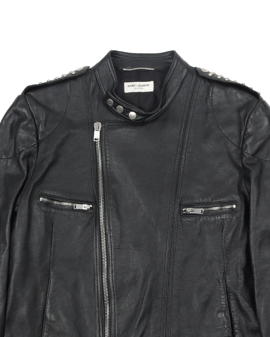 Leather Studded Motorcycle Jacket SS15