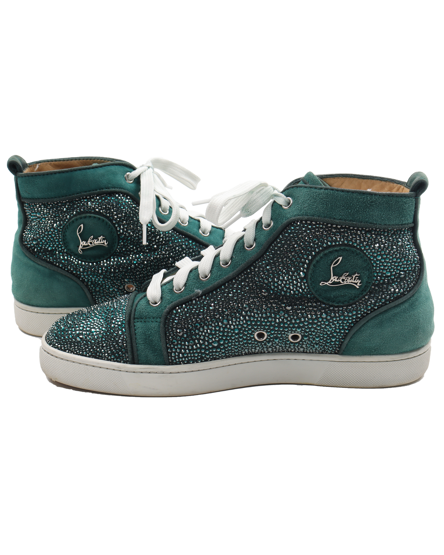 Louis Rhinestone Green Flat Suede