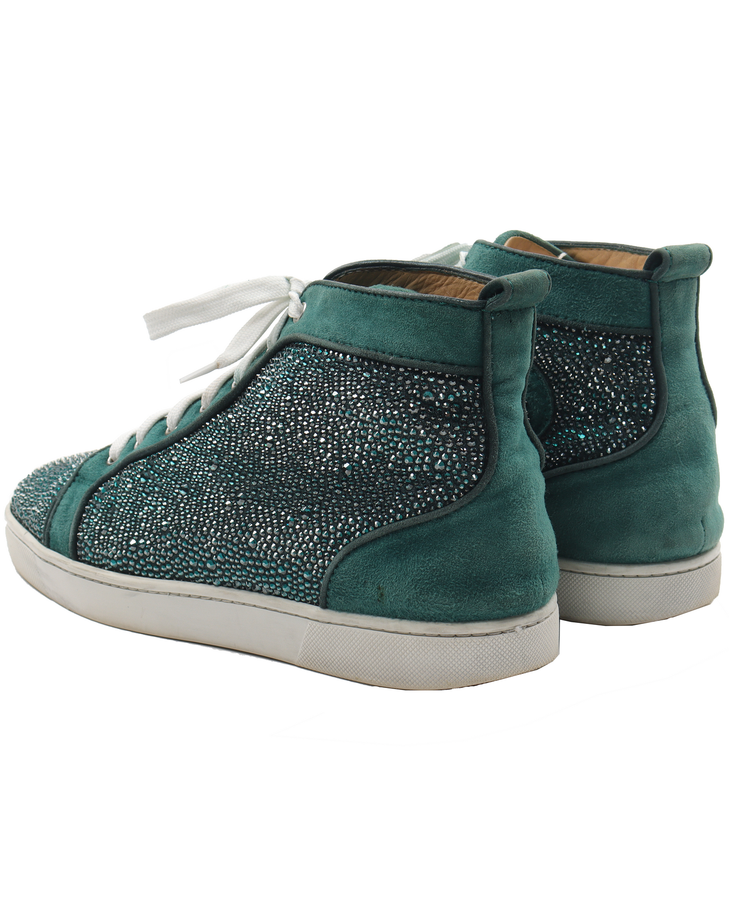 Louis Rhinestone Green Flat Suede
