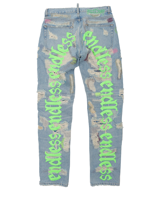 Distressed Embroidered Denim