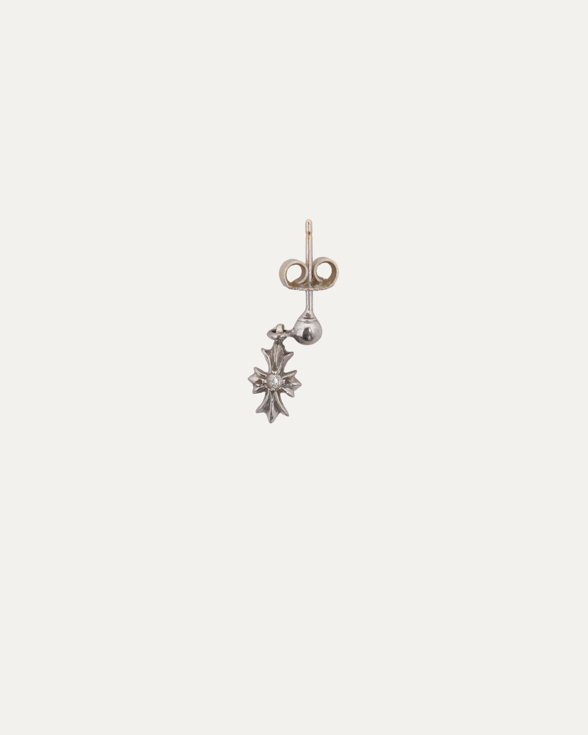 White Gold Diamond Tiny E Earring
