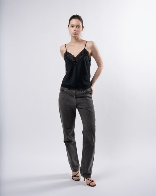Silk Camisole With Lace Trim