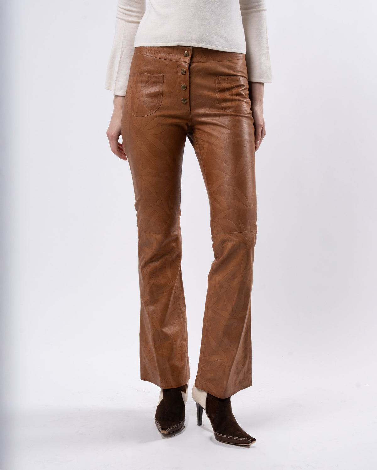 SS 2002 Bamboo Print Leather Pants