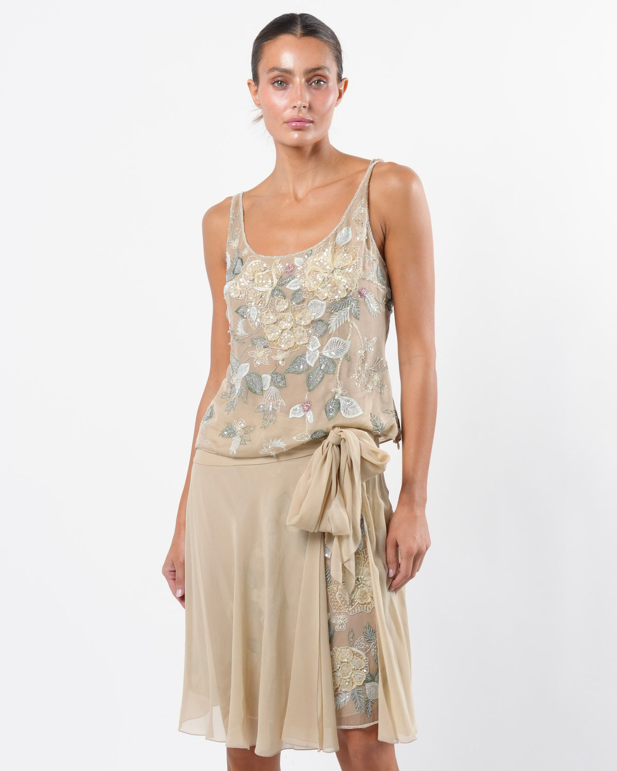 2000's Valentino Beaded Silk Skirt Set