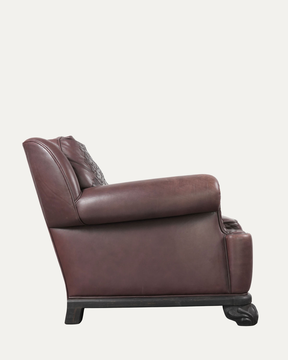 Leather & Ebony Wood Cross Patch Sofa