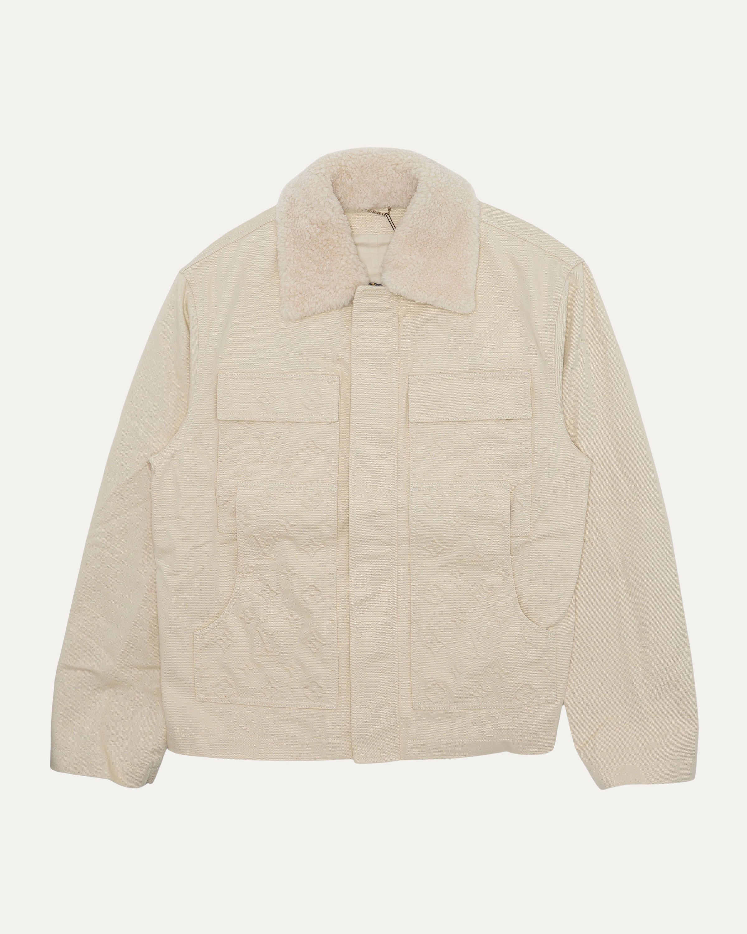 Shearling Collar Monogram Work Jacket