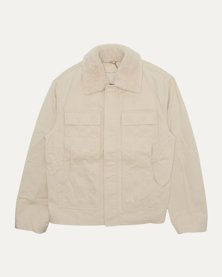 Shearling Collar Monogram Work Jacket