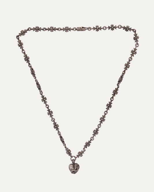 Tiny E Heart Pendant Necklace