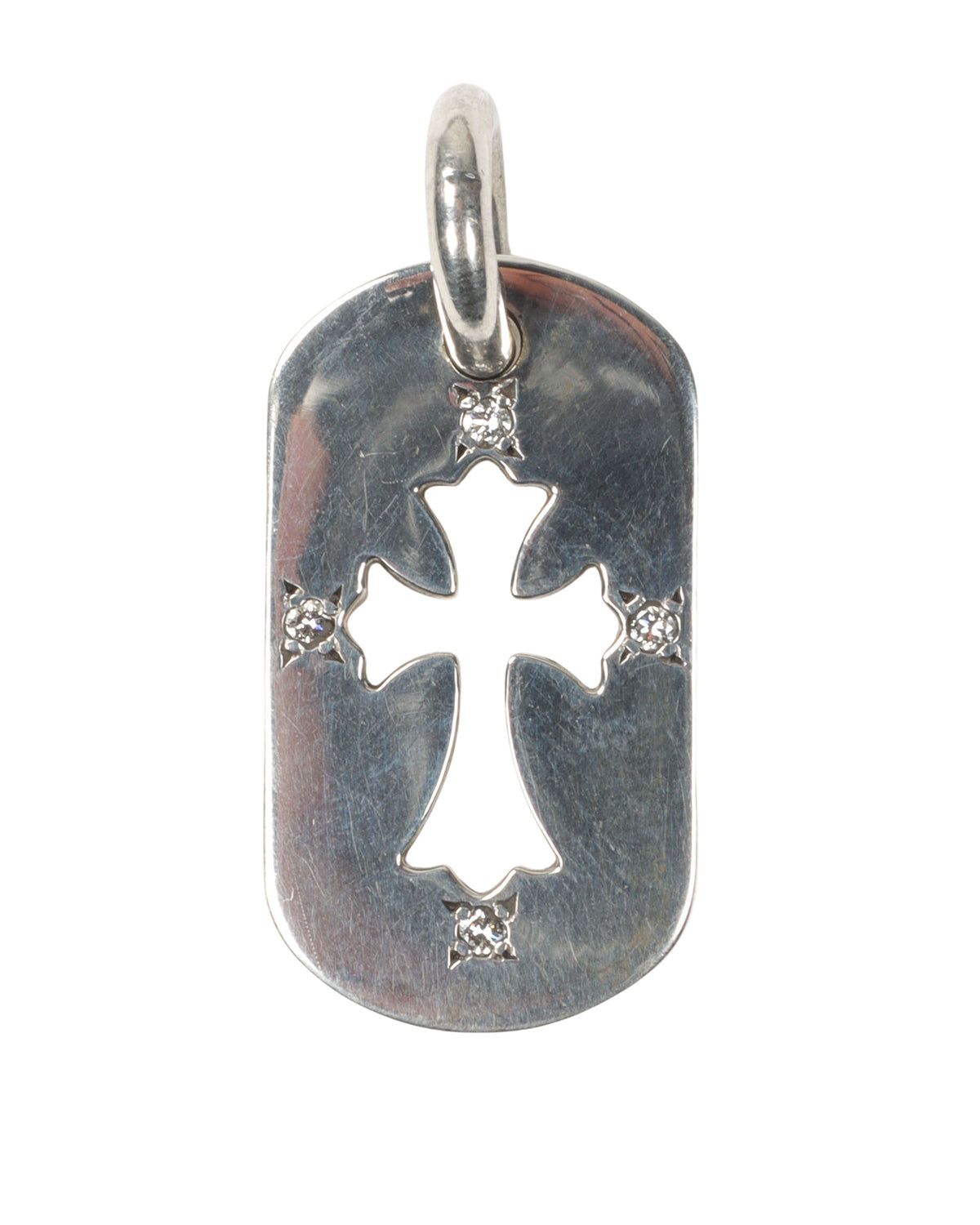 Diamond Cross Dog Tag Pendant