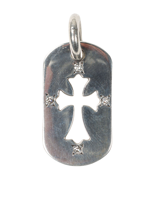 Diamond Cross Dog Tag Pendant