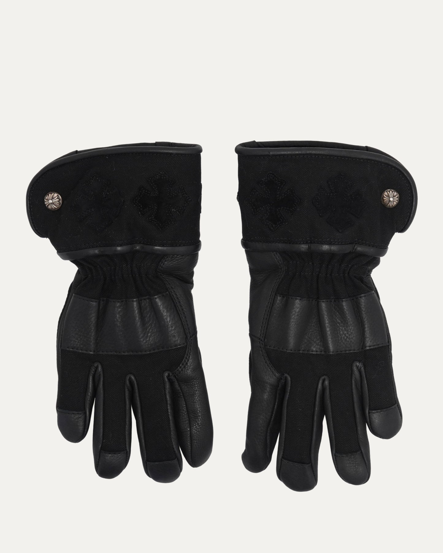 Cross Patch Leather Motorcycle Gloves