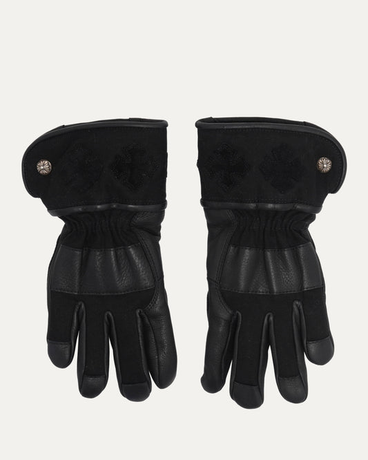 Cross Patch Leather Motorcycle Gloves