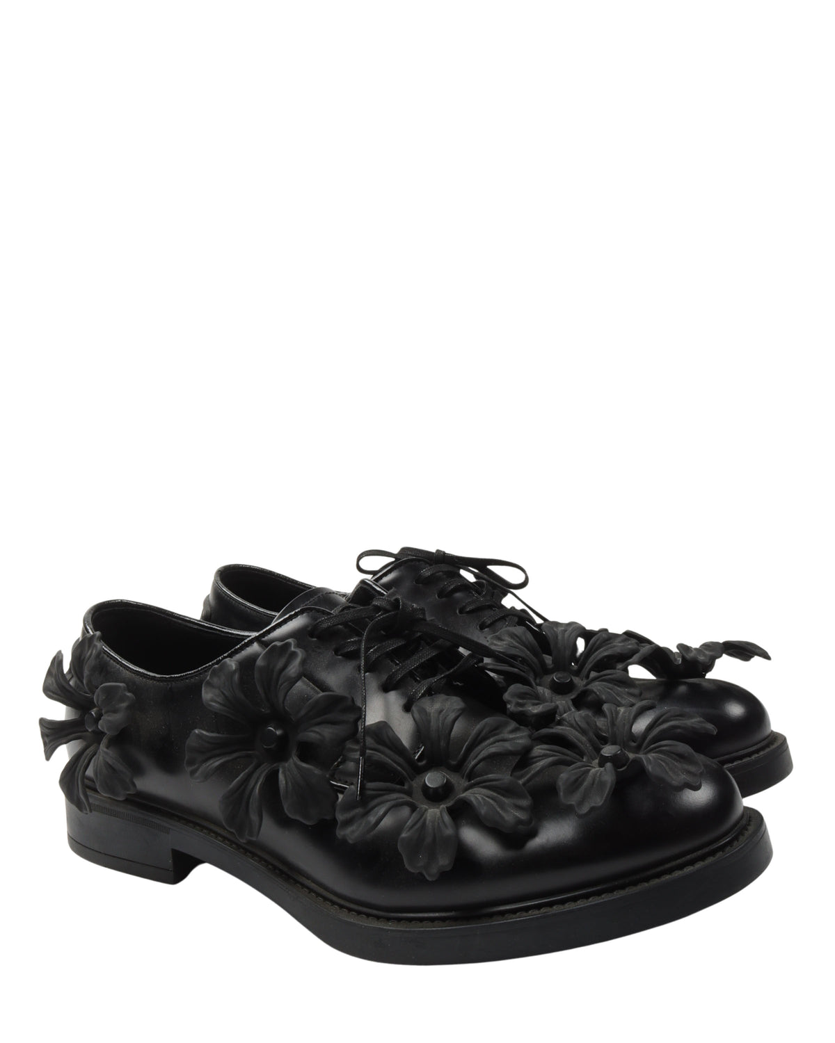 Floral Applique Leather Derby