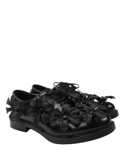 Floral Applique Leather Derby