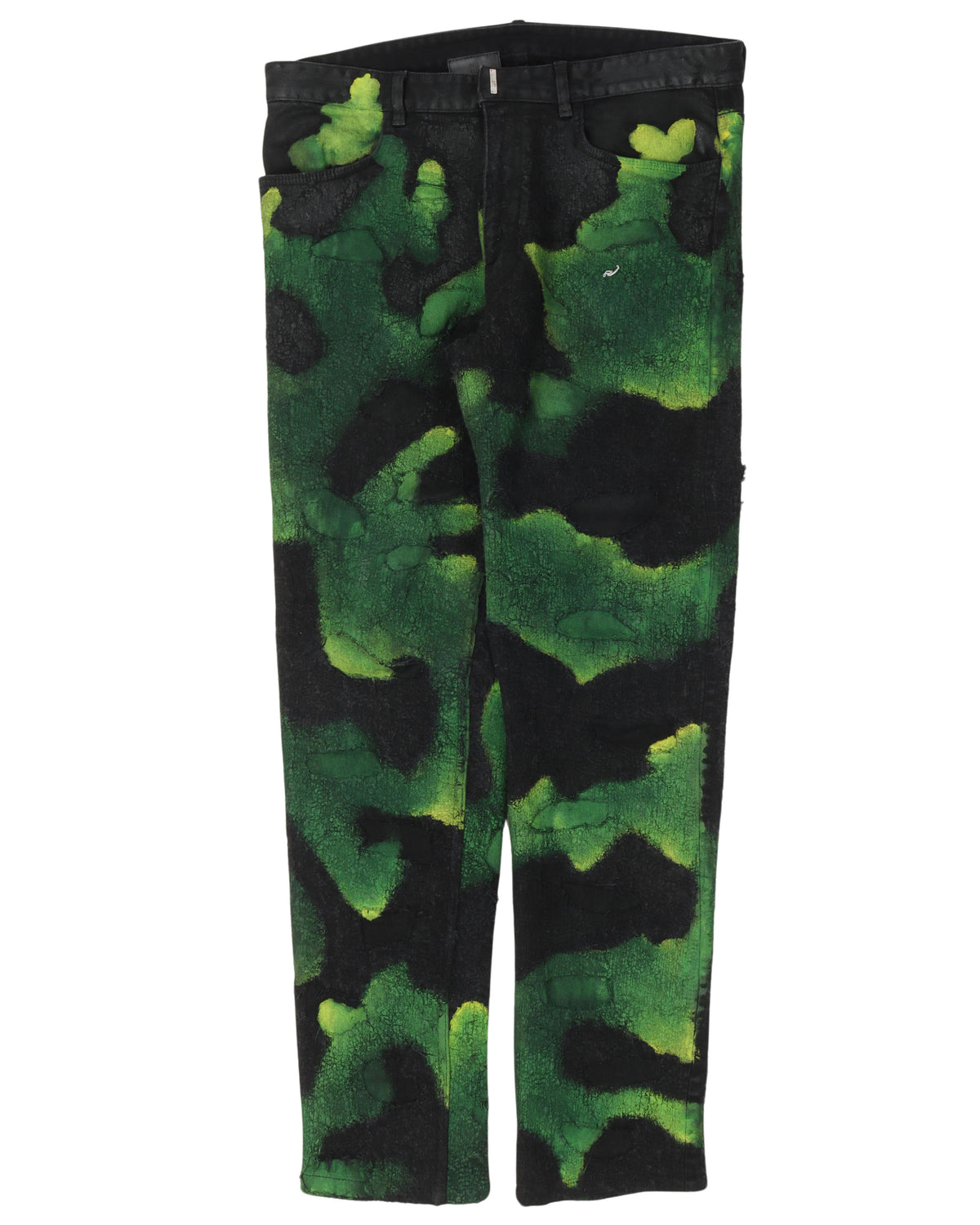 Painted Distressed Straight Leg Jeans