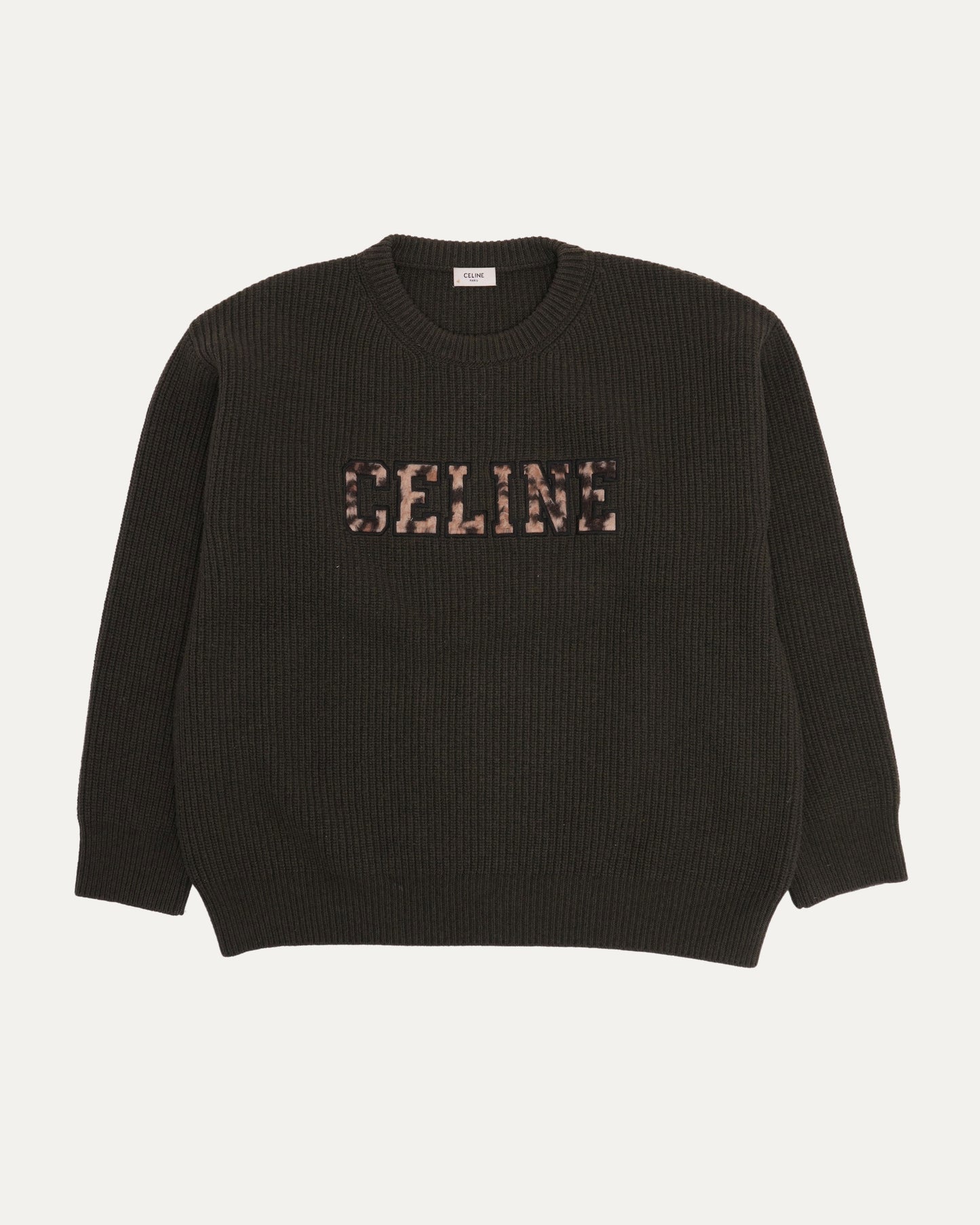 Ribbed Logo Crewneck Sweater