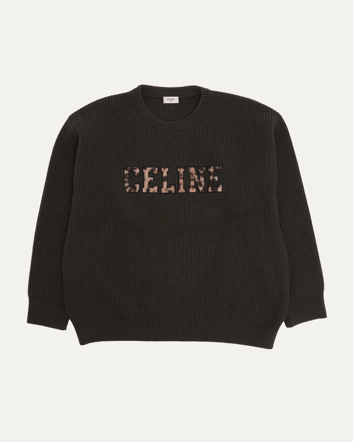 Ribbed Logo Crewneck Sweater