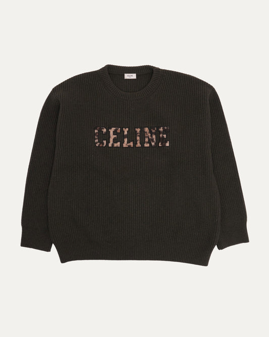 Ribbed Logo Crewneck Sweater