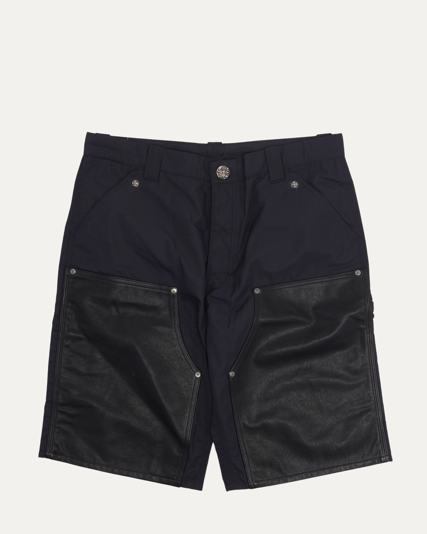 Nylon Leather Double Knee Shorts