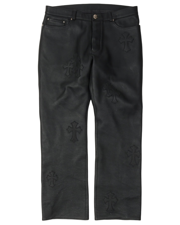 Cross Patch Leather Pants