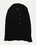 Spine Cross Patch Asymmetric Cardigan Sweater