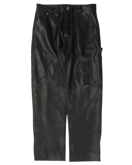 Leather Fleur Knee Carpenter Pants