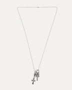 Diamond Dagger Pendant and Diamond Cross on Ball Chain Necklace