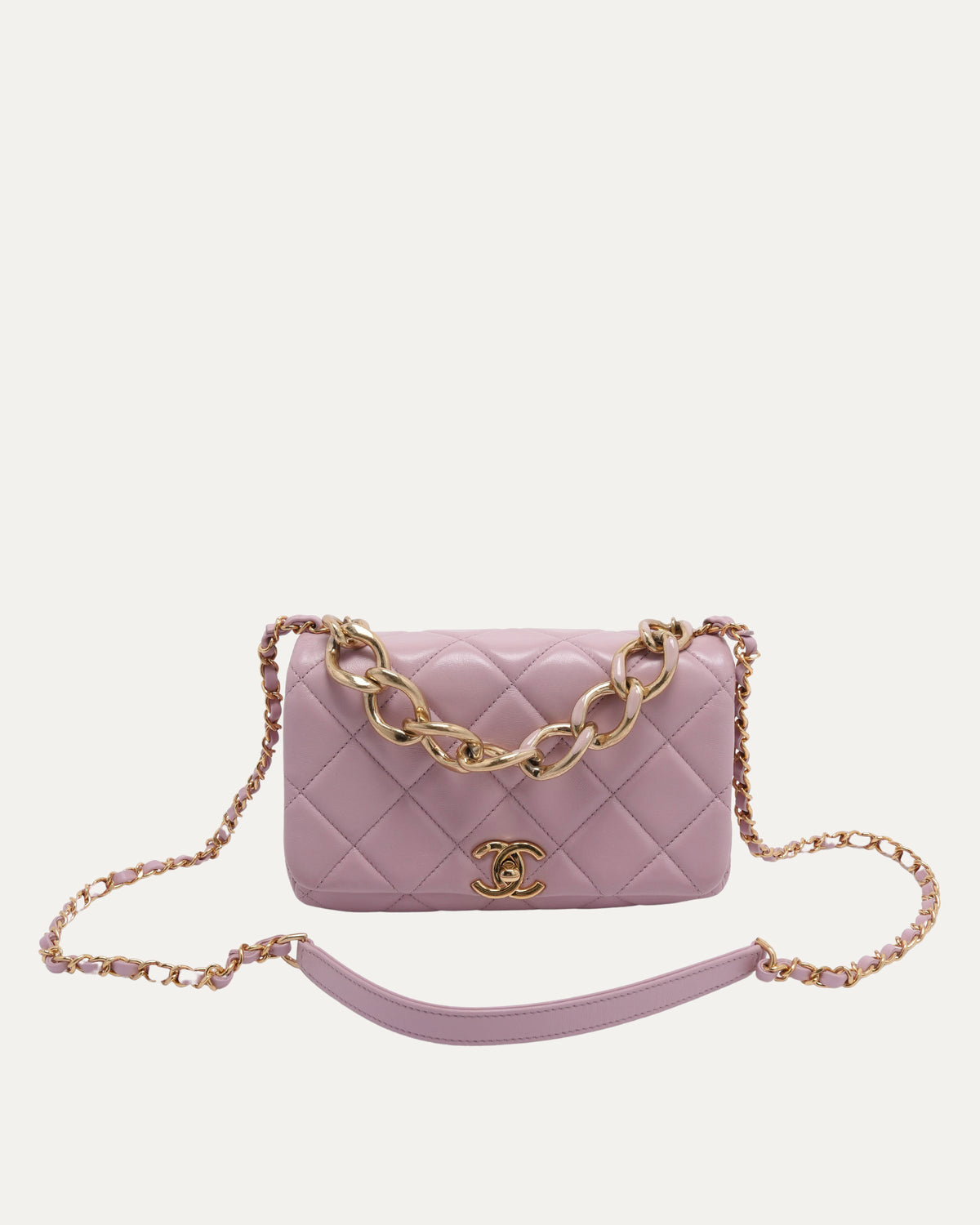 Small Quilted Color Match Flap Bag