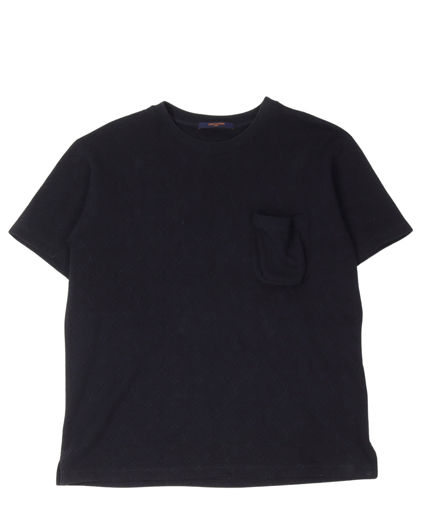 LOUIS VUITTON Monogram Pocket Knit T-shirt Night Blue. Size L0