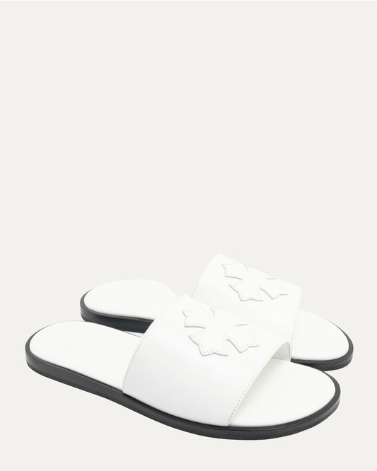 Plus Cross Patch Leather Slides