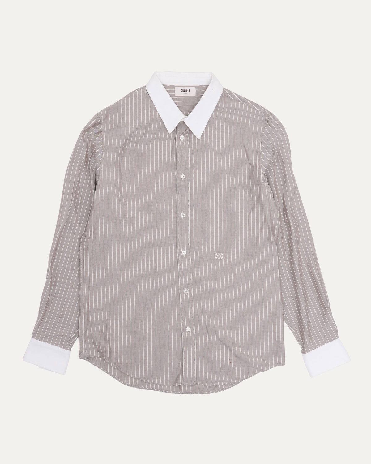 Striped Contrast Collar Shirt