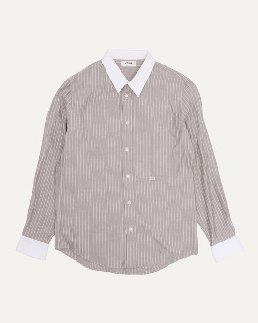 Striped Contrast Collar Shirt