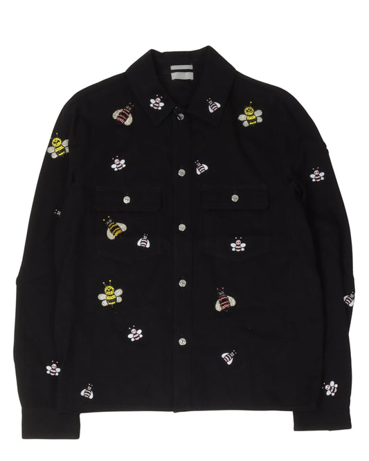 Kaws Crystal Embroidered Patch Shirt