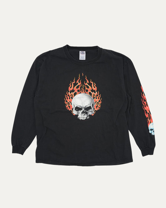 Flaming Skull Long Sleeve T-Shirt