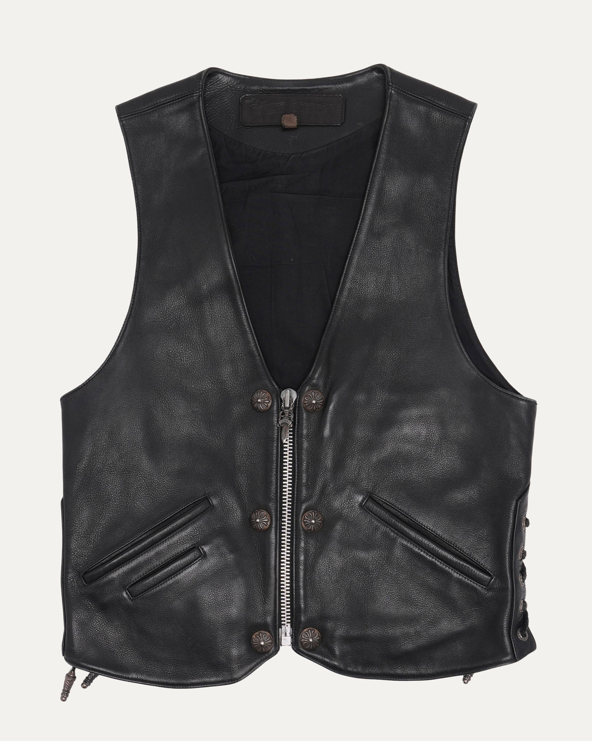 Cross Embellished Leather Vest