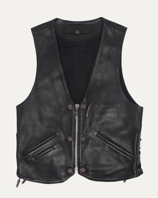 Cross Embellished Leather Vest