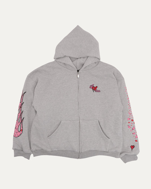 Embroidered Sadistic Thermal Lined Zip Up Hoodie