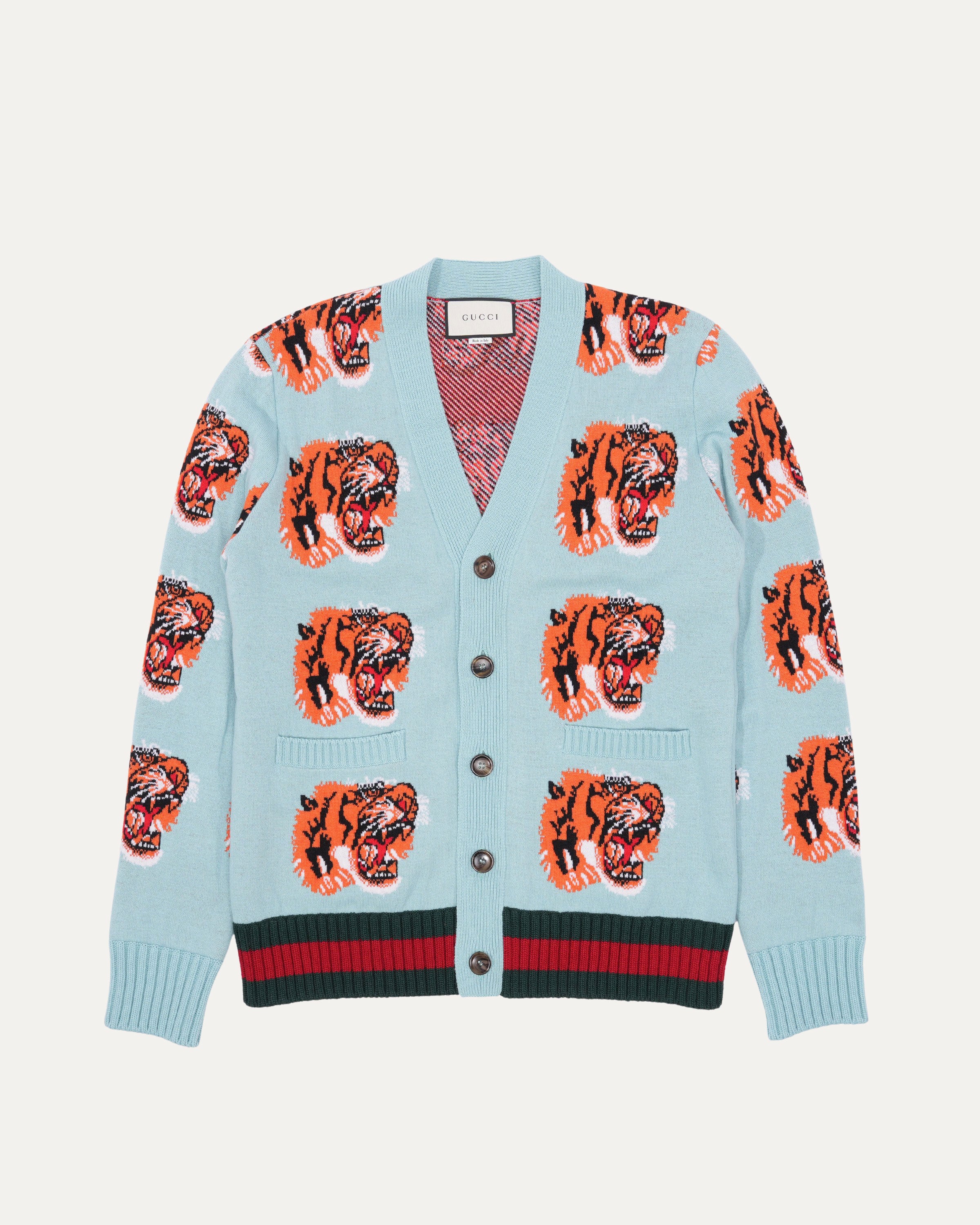 Tiger Jacquard Wool Cardigan