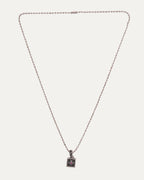 Pink Sapphire Framed Plus Cross Pendant on Ball Chain Necklace
