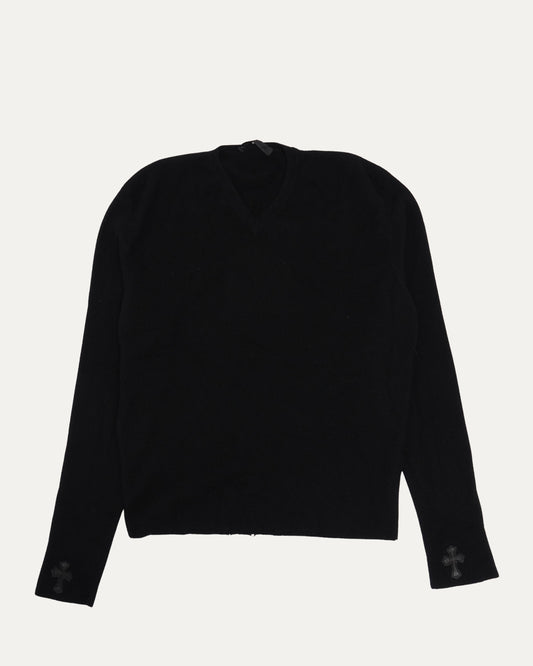 Cross Patch V Neck Sweater