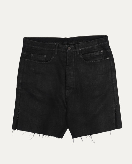 Sphinx Cut Raw Hem Denim Shorts