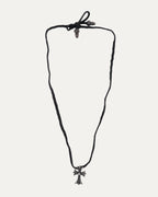 Cross Pendant on Braided Leather Necklace