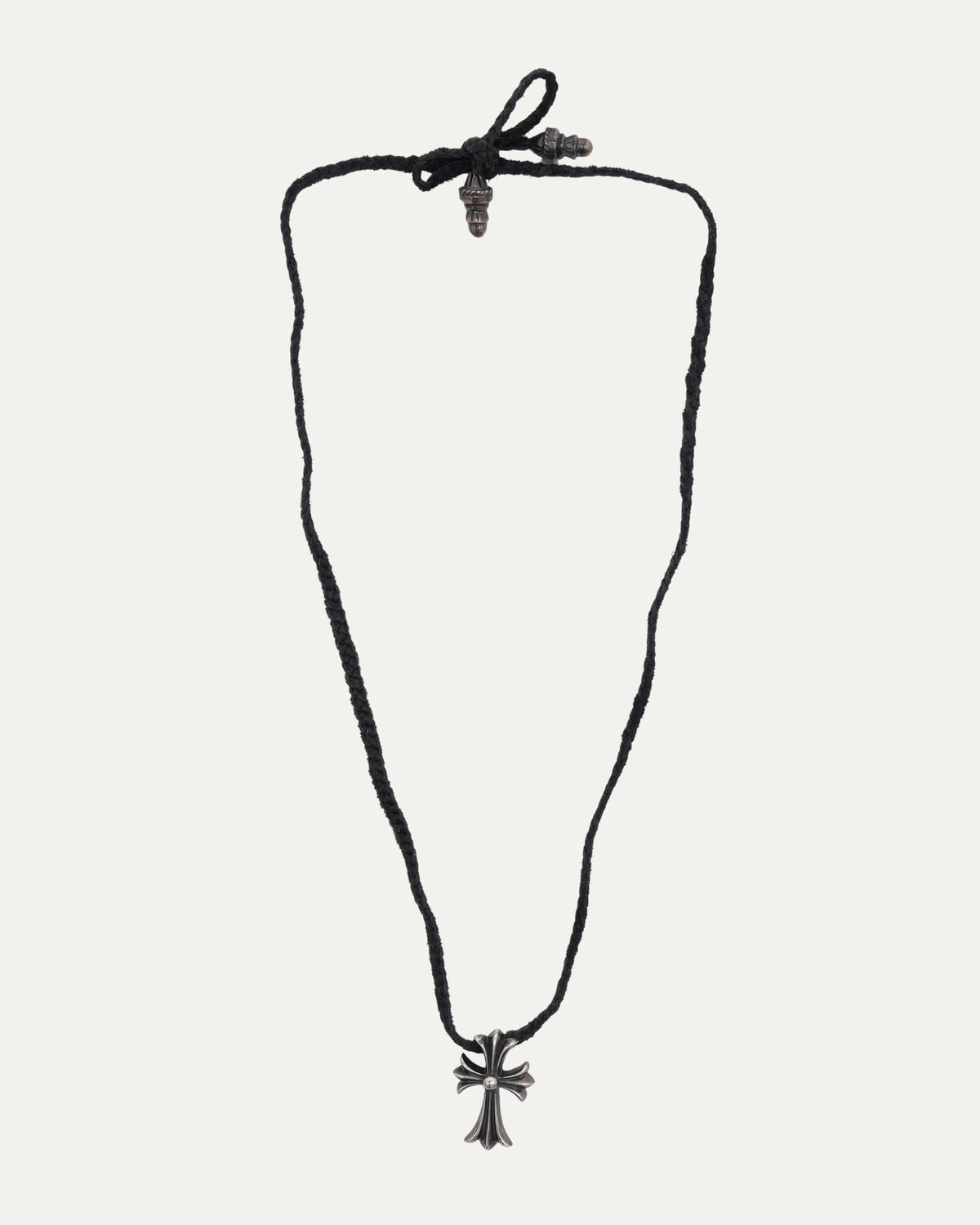 Cross Pendant on Braided Leather Necklace